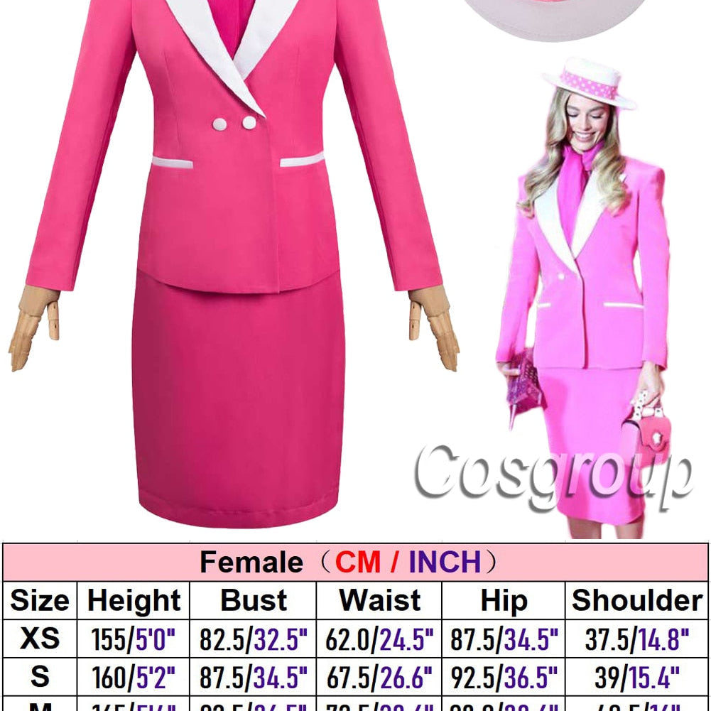 Margot Cosplay Kawaii Pink Plaid Dress Women Costume 2024 Movie Barbei Roleplay Fantasia Halloween Party Clothes For Disguise Style N