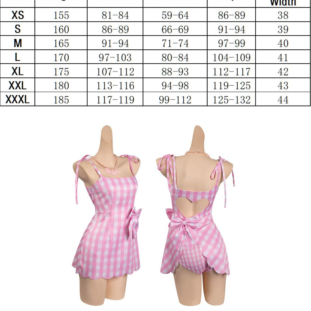 Margot Cosplay Pink Plaid Dress Up Hat Women Costume 2024 Movie Roleplay Fantasia Halloween Party Clothes For Disguise E