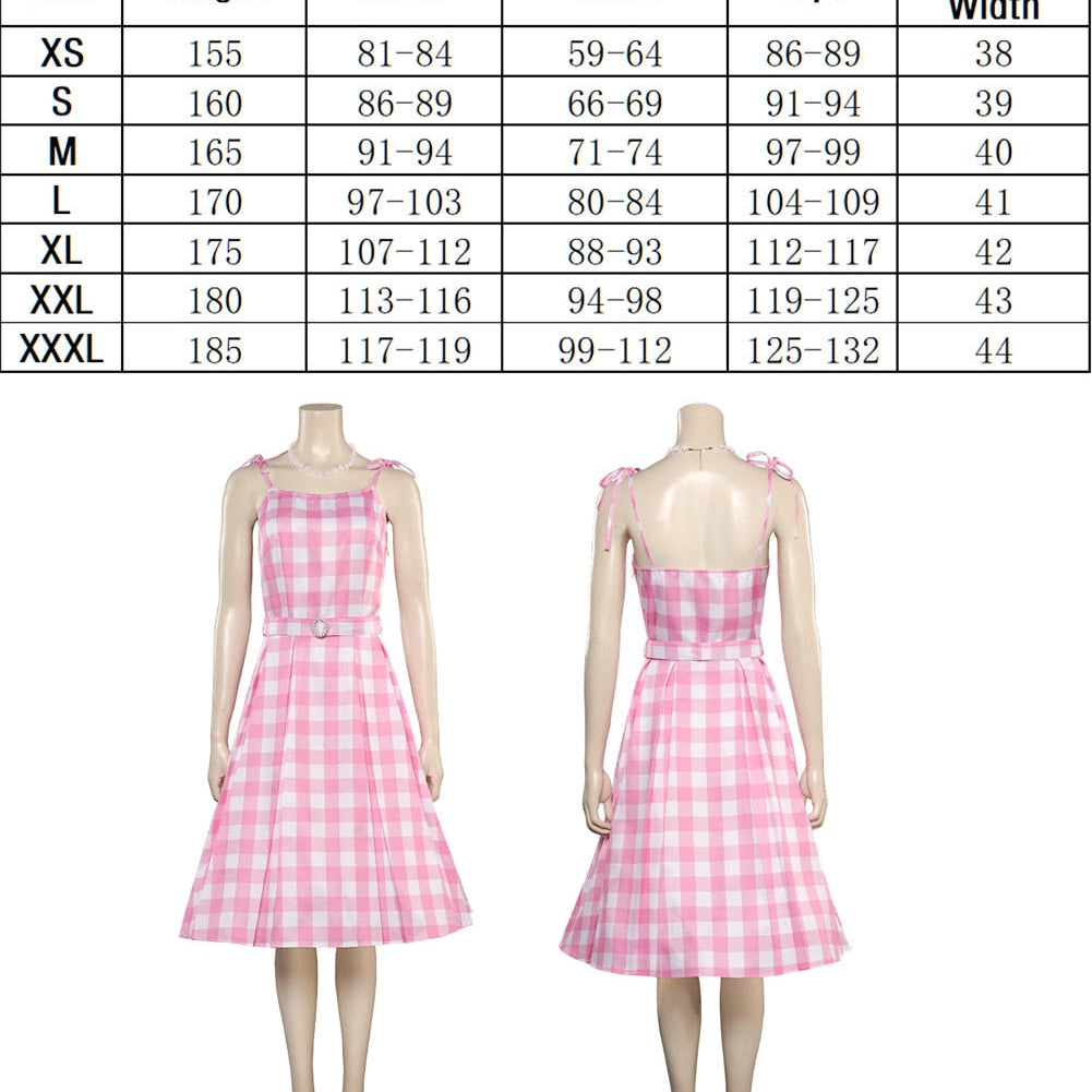 Margot Cosplay Pink Plaid Dress Up Hat Women Costume 2024 Movie Roleplay Fantasia Halloween Party Clothes For Disguise C