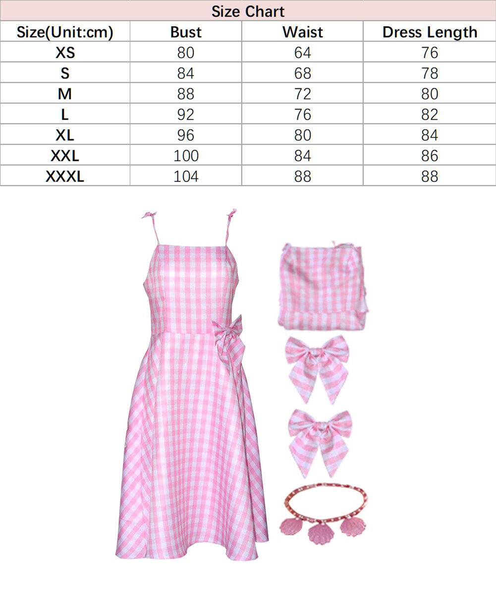 Margot Cosplay Pink Plaid Dress Up Hat Women Costume 2024 Movie Roleplay Fantasia Halloween Party Clothes For Disguise A