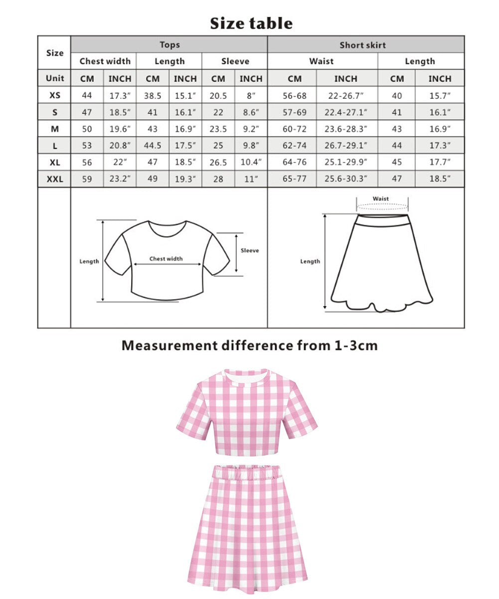 Margot Cosplay Pink Plaid Dress Up Hat Women Costume 2024 Movie Roleplay Fantasia Halloween Party Clothes For Disguise B