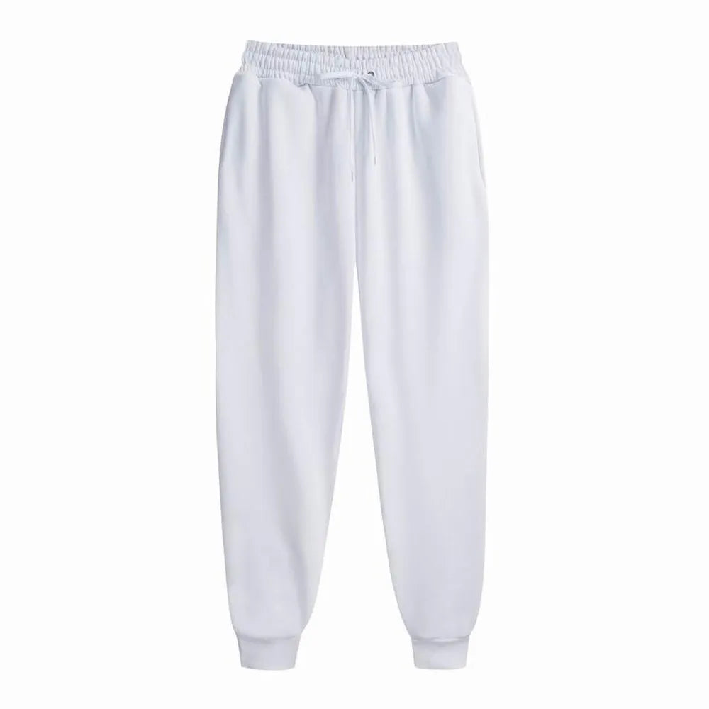 Men Casual Sports Pants Running Workout Jogging Long Pants Gym Sport Trousers for Men Jogger Sweatpants WHITE