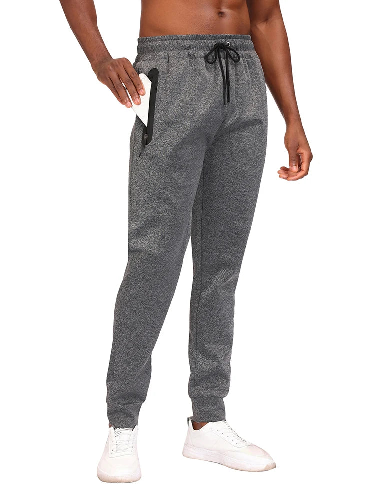 Men Sweatpants Joggers Pocket Trousers Fitness Long Pants Elastic Waist with Drawstring Trousers grey2