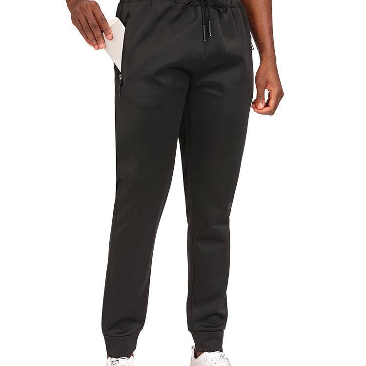 Men Sweatpants Joggers Pocket Trousers Fitness Long Pants Elastic Waist with Drawstring Trousers black2