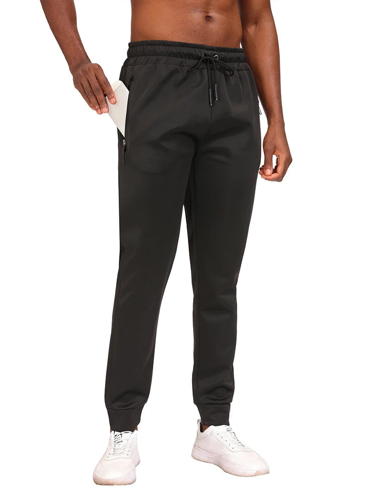 Men Sweatpants Joggers Pocket Trousers Fitness Long Pants Elastic Waist with Drawstring Trousers black2