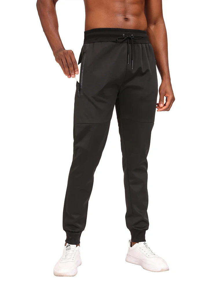 Men Sweatpants Joggers Pocket Trousers Fitness Long Pants Elastic Waist with Drawstring Trousers black3
