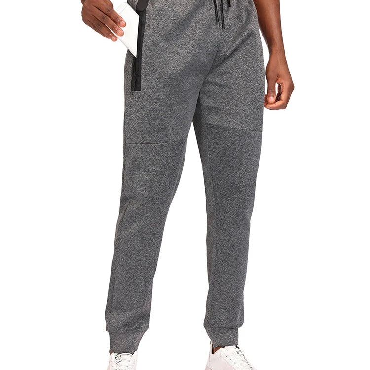 Men Sweatpants Joggers Pocket Trousers Fitness Long Pants Elastic Waist with Drawstring Trousers grey3