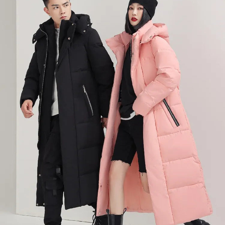 Men Women Winter Jacket 2024 New Thick （Winter) Warm Long 90% White Duck Down Hooded Coats Black Red Woman Parkas 5XL