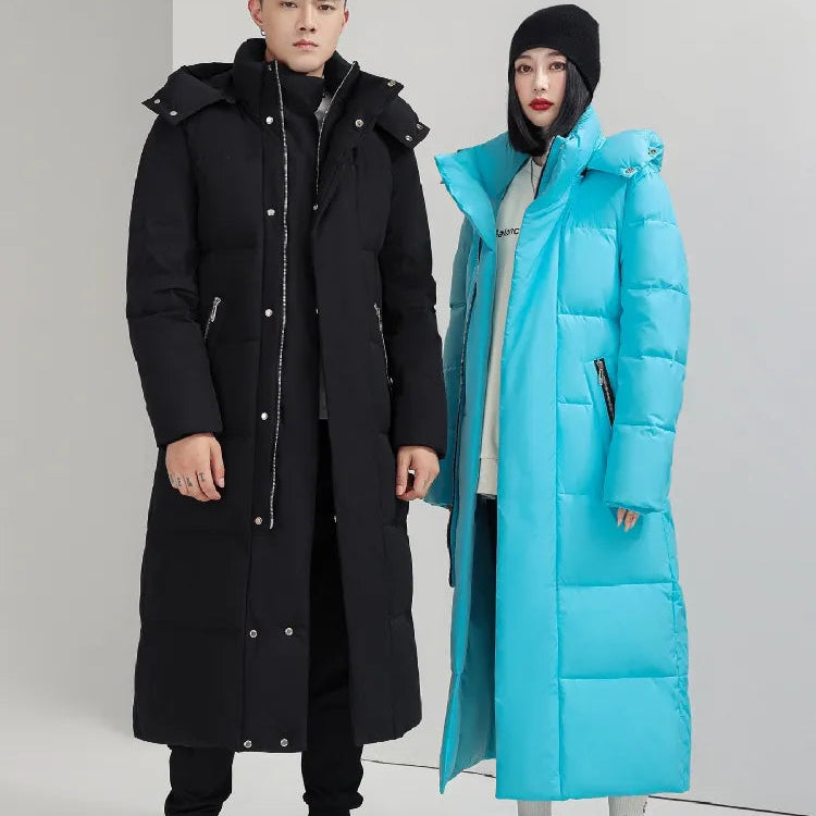 Men Women Winter Jacket 2024 New Thick （Winter) Warm Long 90% White Duck Down Hooded Coats Black Red Woman Parkas 5XL