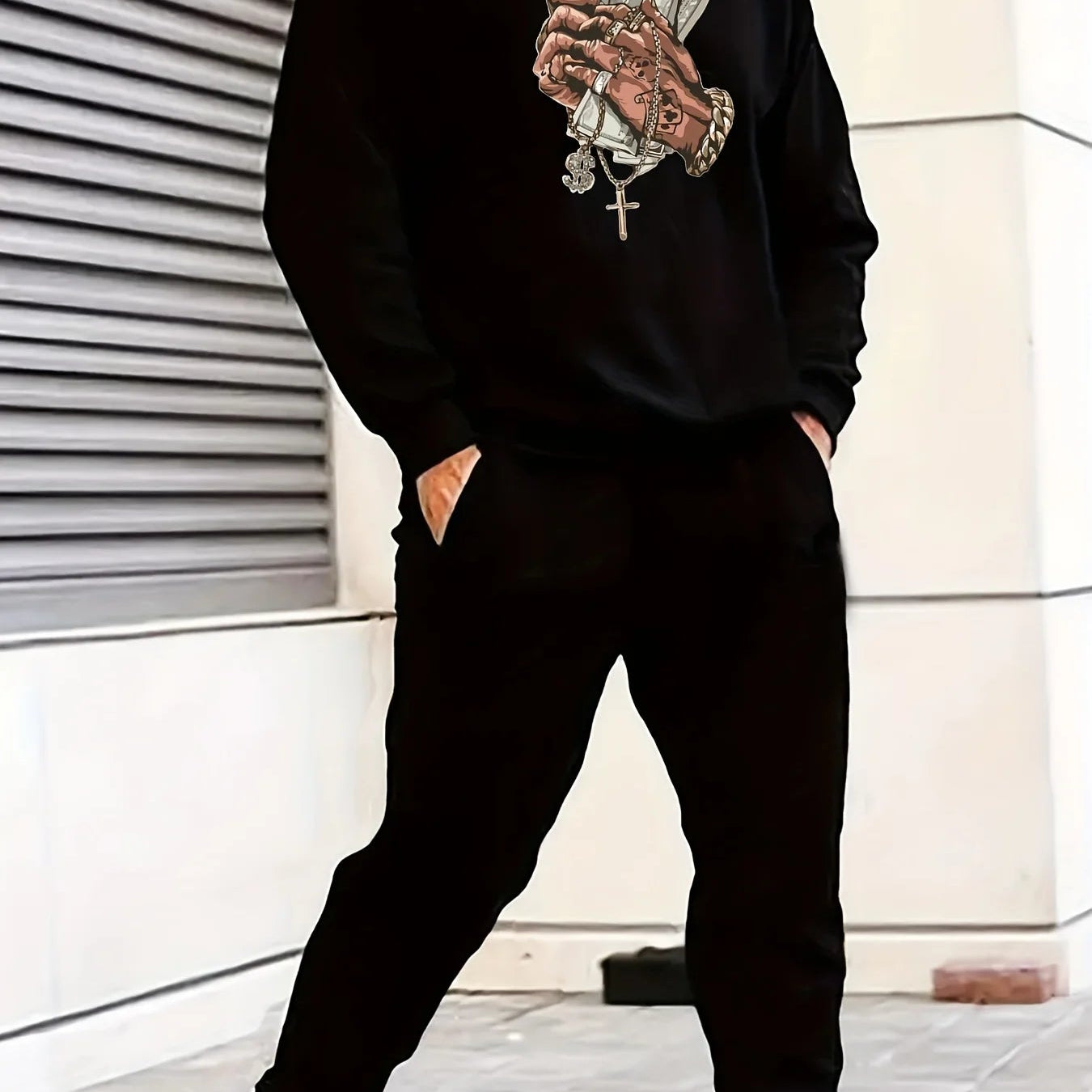 Men's Autumn Winter Sweater Set With Plush Fashion sweatshirtset 1