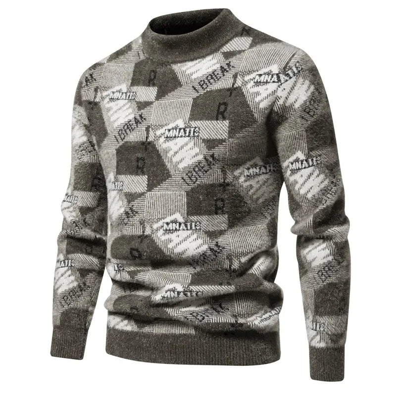 Men's Autumn and Winter Imitation Mink Sweater Soft and Comfortable Fashion Warm Knit Sweater Man Clothes