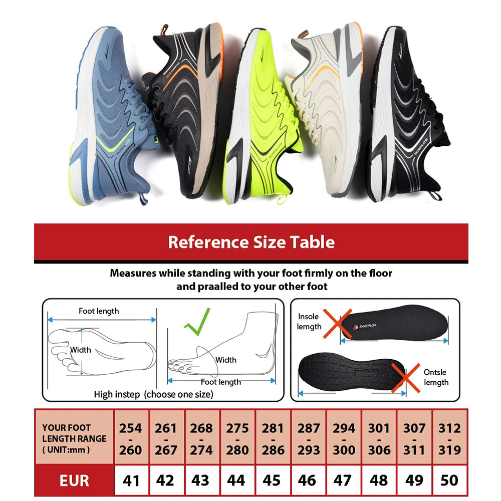 Men's Running Shoes Baasploa Lightweight Walking Shoe Mesh Breathable Fashion Male Outdoor Sports Sneakers Spring Tennis