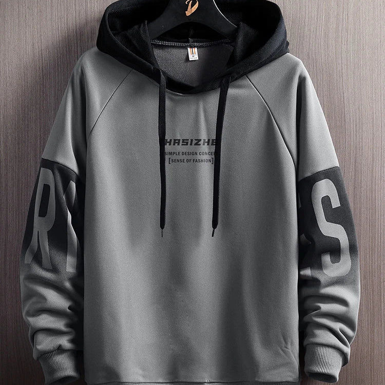 Men's fashion casual printing style design retro hoodie GRAY