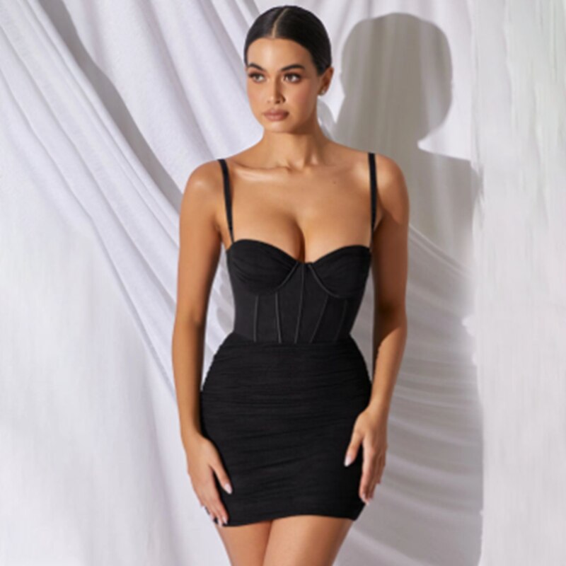 Mesh Crease Backless Fashion Suspender Women's Jumpsuit The Skirt