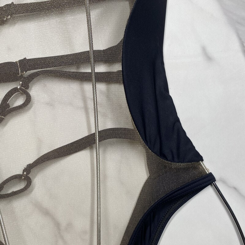 Mesh Stitching Suit Jumper body suit casual Sexy Slim Beach - Jumpsuit Romper Clothes Clothing Catsuit Top