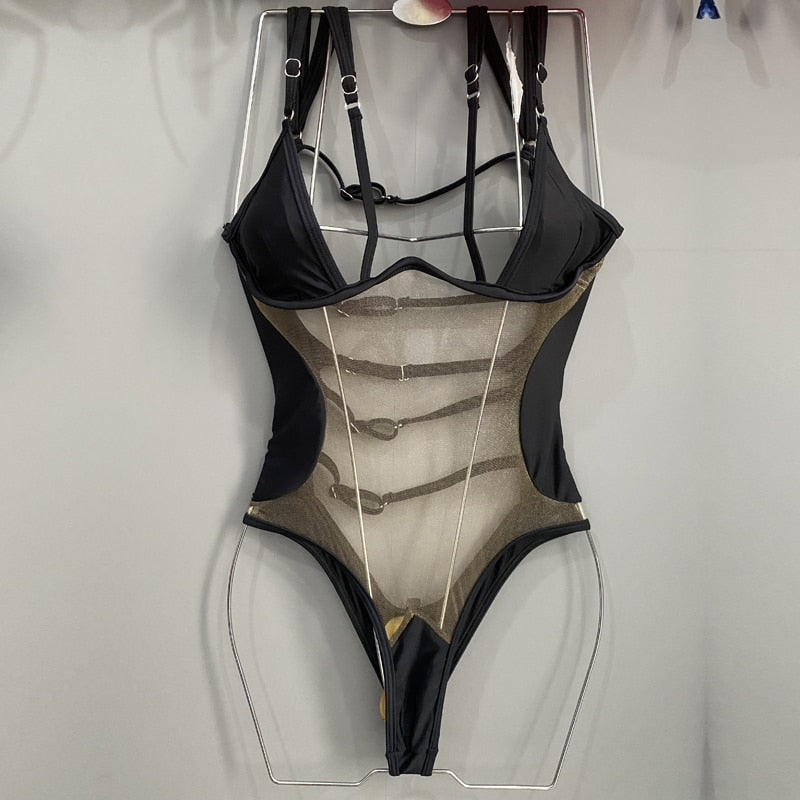 Mesh Stitching Suit Jumper body suit casual Sexy Slim Beach - Jumpsuit Romper Clothes Clothing Catsuit Top