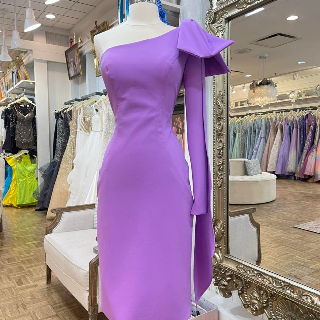 Mini Cocktail NYE Dress 2022 Red Royal-Blue Pink Lady Formal Event Party Gown Draped Slit Sexy Club Night Graduation Hoco Gala Purple