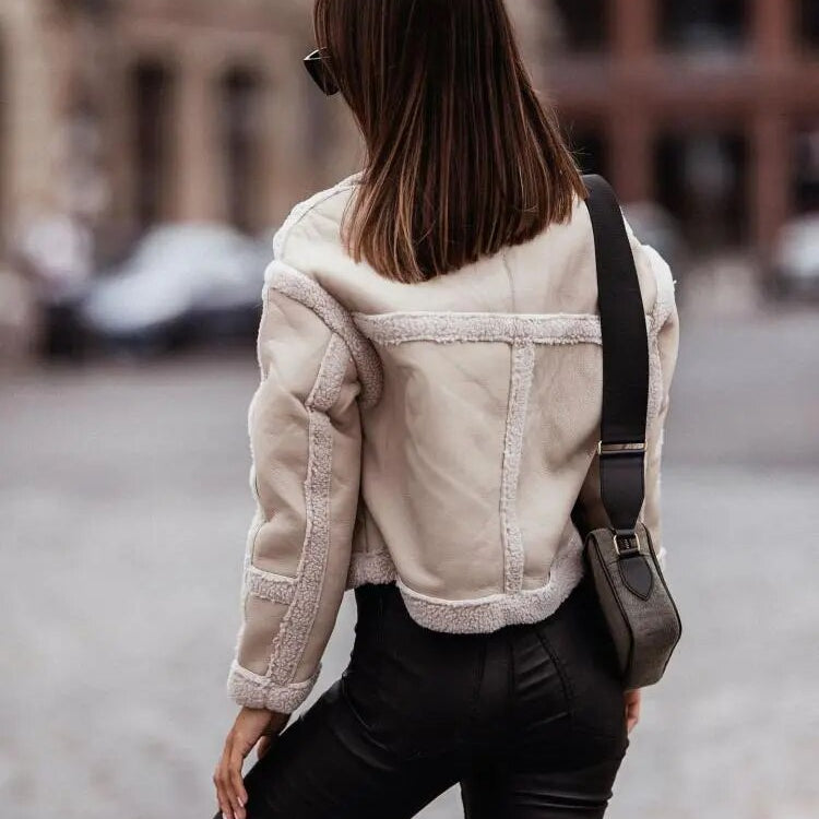 Missuoo Female Fashion Personality Patchwork Lapel Jacket Coat 2024 Autumn Winter Long Sleeve Streetwear Outwear For Women