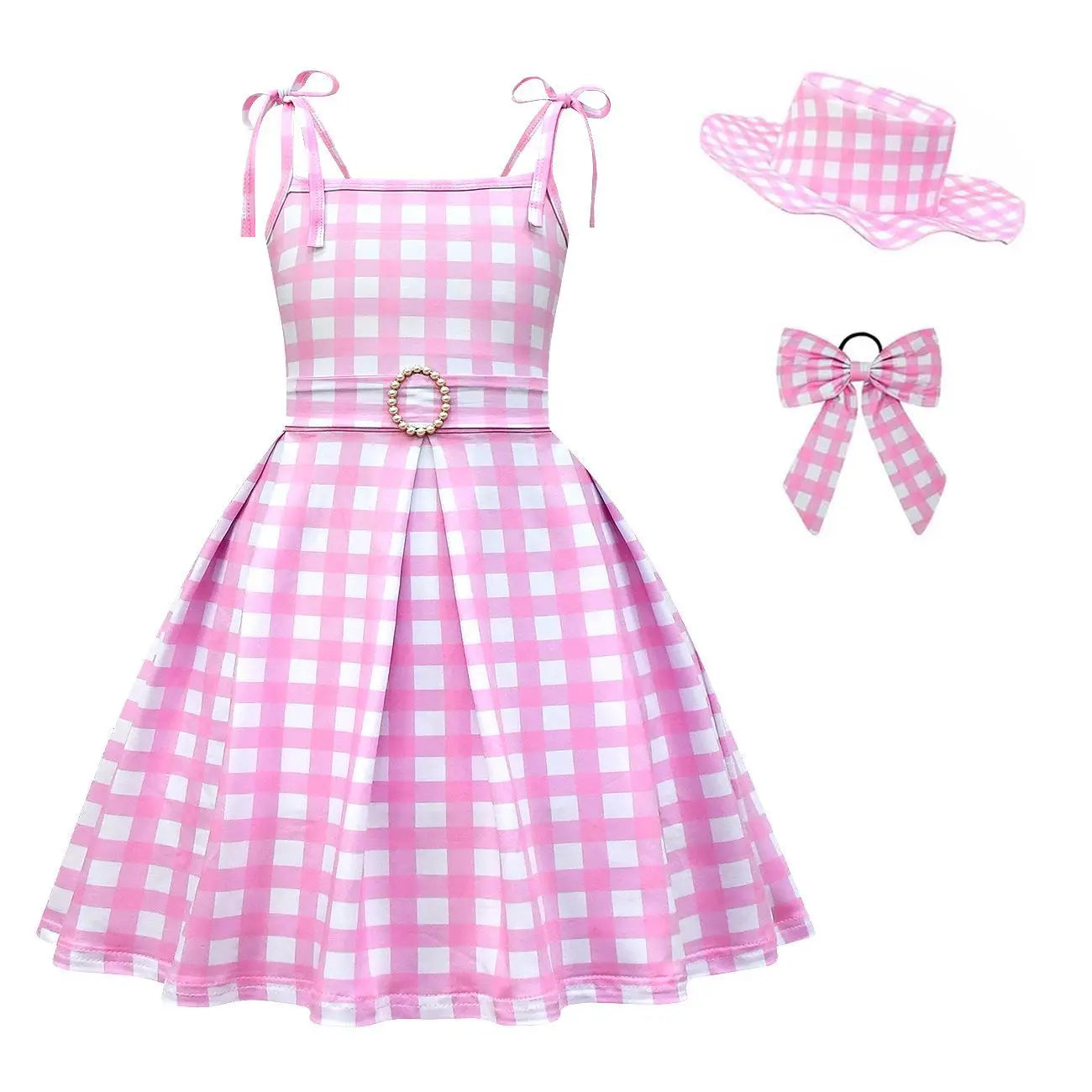 Movie Barbi Pink Dress for Girls Cosplay Costume Kids Halloween Carnival Party Clothes 2-12T