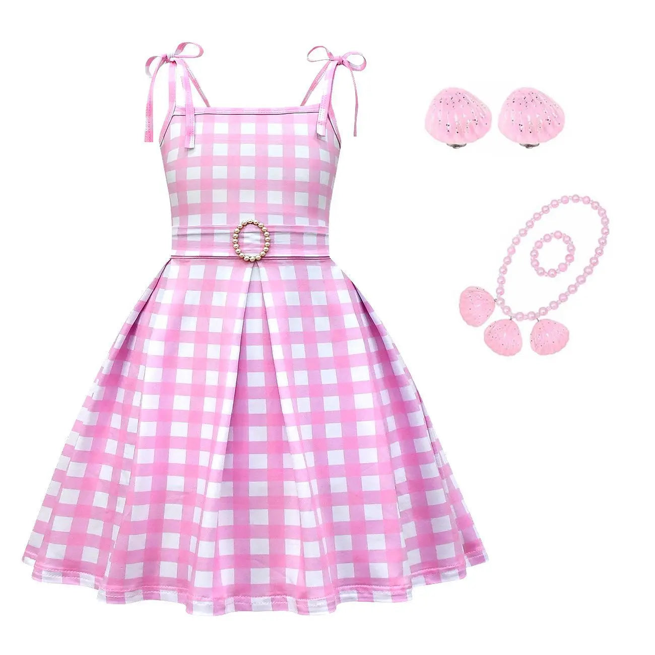 Movie Barbi Pink Dress for Girls Cosplay Costume Kids Halloween Carnival Party Clothes 2-12T 004