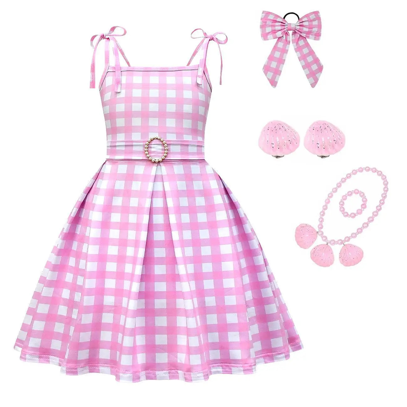 Movie Barbi Pink Dress for Girls Cosplay Costume Kids Halloween Carnival Party Clothes 2-12T