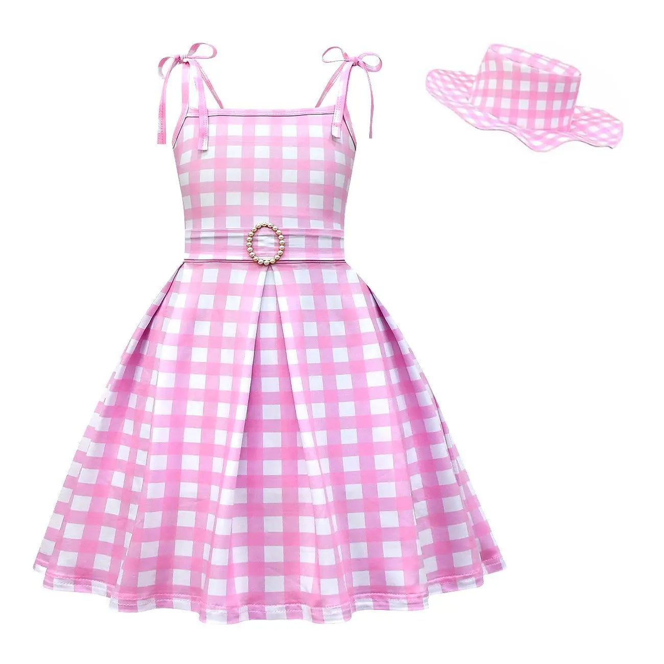 Movie Barbi Pink Dress for Girls Cosplay Costume Kids Halloween Carnival Party Clothes 2-12T 002