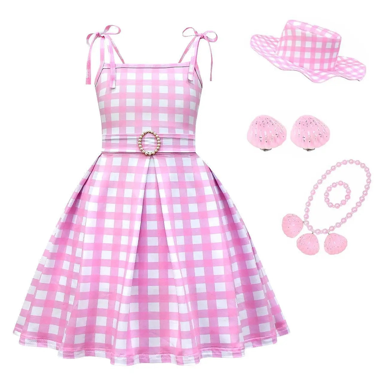 Movie Barbi Pink Dress for Girls Cosplay Costume Kids Halloween Carnival Party Clothes 2-12T
