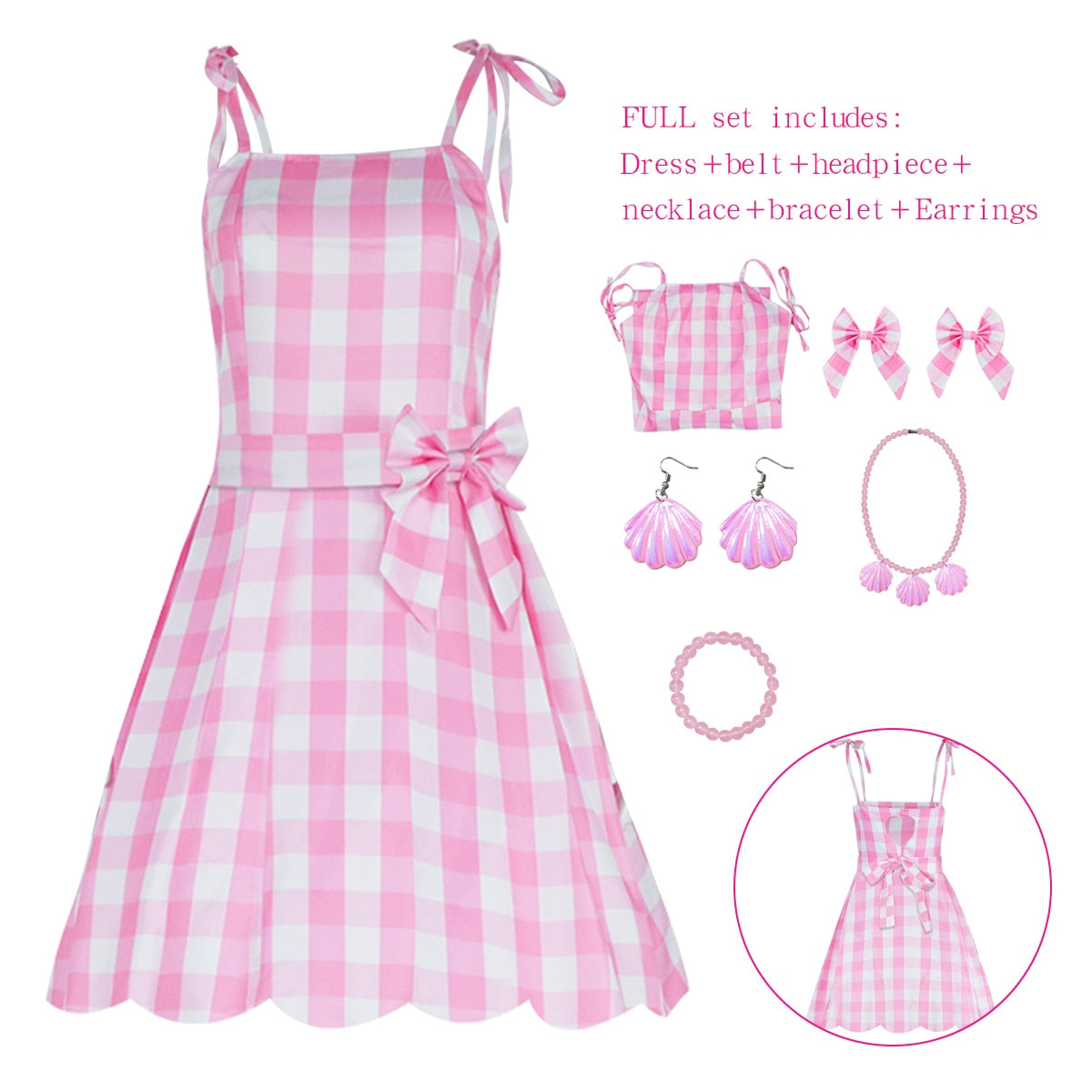 Movie Barbie Princess Cosplay Margot Robbie Barbie Ken Costume for Women Adult Halloween Carnival Party Role Play Clothes Disguise