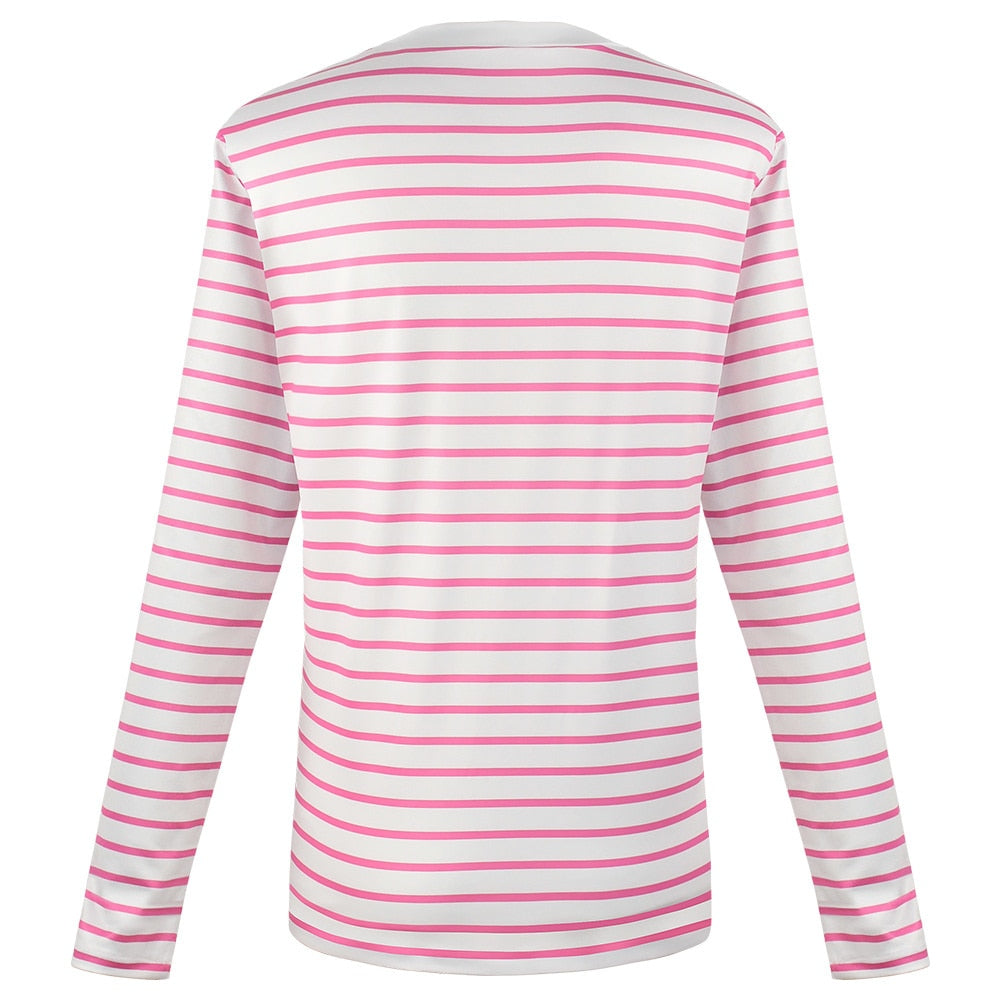 Movie Barbieed T-shirt Halloween Party Couple Cosplay Sweatshirt Hat Movie Casts Barbieed Ken Clothing Set Pink Stripe T-shirt