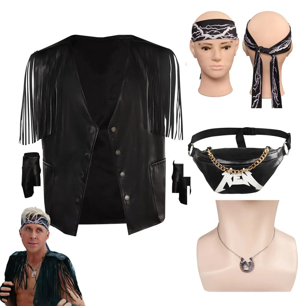 Movie Barbier Margot Ken Cosplay Hat Vest Jacket Headband Costume Men Women Gloves Cape Hairband Halloween Party Disguise Suit Full Set