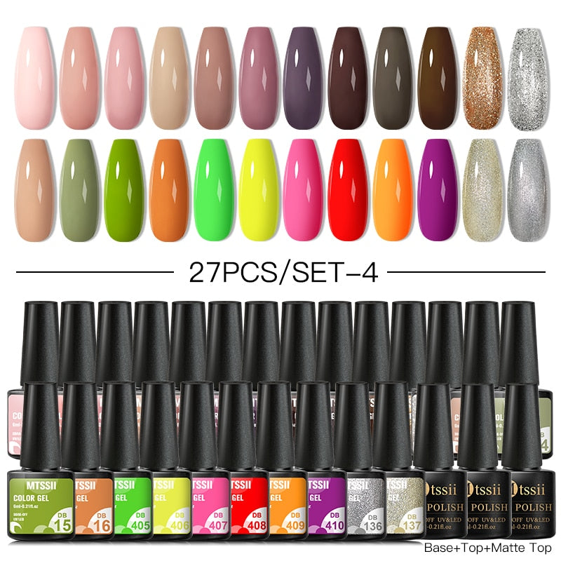Mtssii 24/25/40/60PCS Gel Nail Polish Set Color Gel Semi Permanent UV Led Varnish Nail Art Design Soak Off Gel Set Nail Gel Set SZH17684