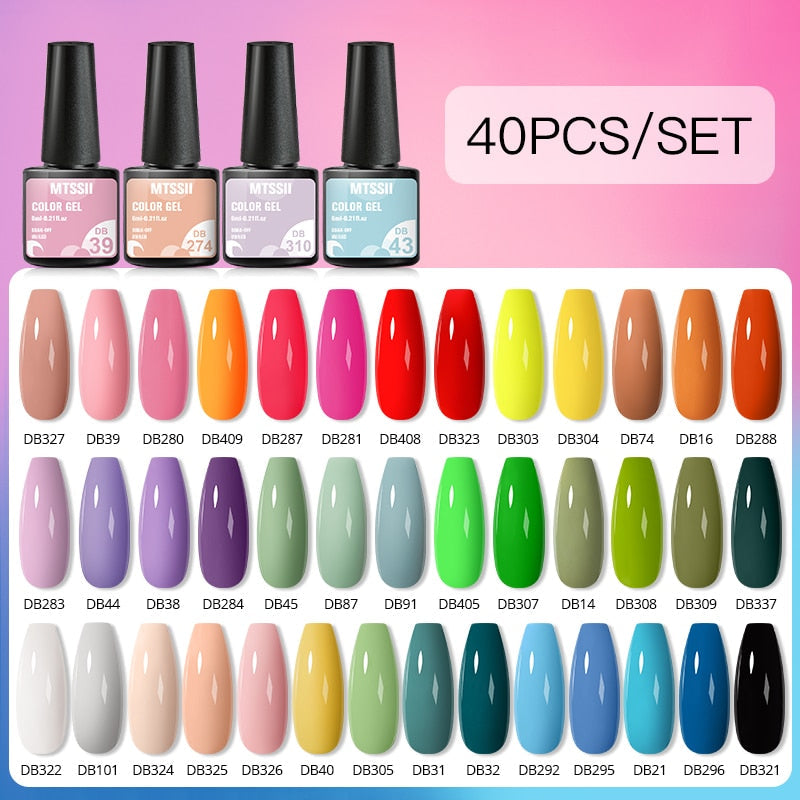 Mtssii 24/25/40/60PCS Gel Nail Polish Set Color Gel Semi Permanent UV Led Varnish Nail Art Design Soak Off Gel Set Nail Gel Set ZH20155