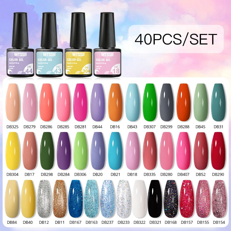 Mtssii 24/25/40/60PCS Gel Nail Polish Set Color Gel Semi Permanent UV Led Varnish Nail Art Design Soak Off Gel Set Nail Gel Set ZH20159