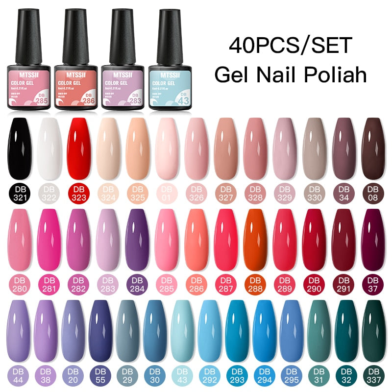 Mtssii 24/25/40/60PCS Gel Nail Polish Set Color Gel Semi Permanent UV Led Varnish Nail Art Design Soak Off Gel Set Nail Gel Set ZH20526