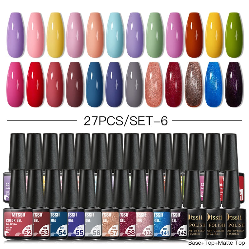 Mtssii 24/25/40/60PCS Gel Nail Polish Set Color Gel Semi Permanent UV Led Varnish Nail Art Design Soak Off Gel Set Nail Gel Set SZH17686
