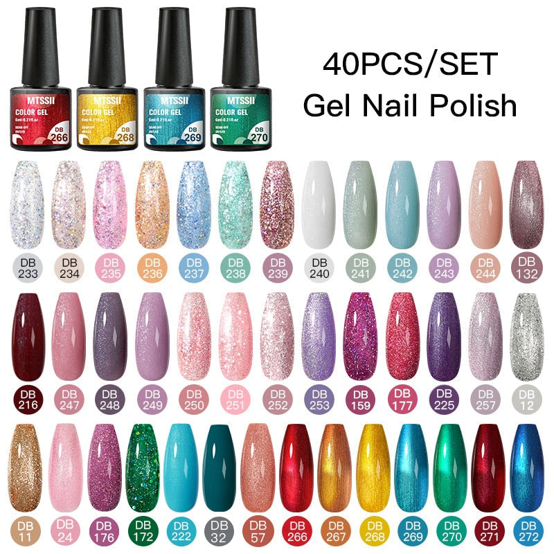 Mtssii 24/25/40/60PCS Gel Nail Polish Set Color Gel Semi Permanent UV Led Varnish Nail Art Design Soak Off Gel Set Nail Gel Set SZH18301