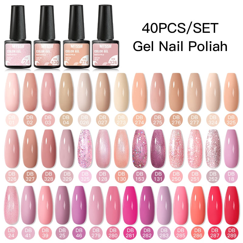 Mtssii 24/25/40/60PCS Gel Nail Polish Set Color Gel Semi Permanent UV Led Varnish Nail Art Design Soak Off Gel Set Nail Gel Set ZH20171