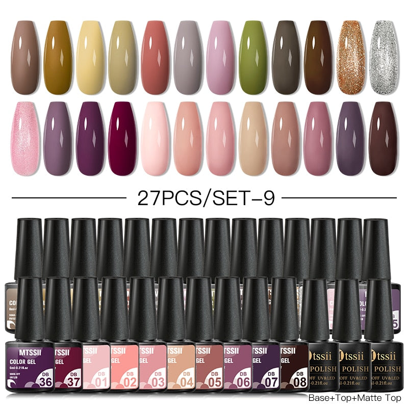 Mtssii 24/25/40/60PCS Gel Nail Polish Set Color Gel Semi Permanent UV Led Varnish Nail Art Design Soak Off Gel Set Nail Gel Set SZH17689