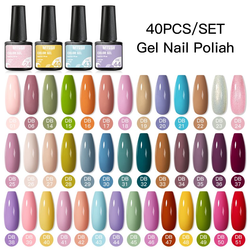 Mtssii 24/25/40/60PCS Gel Nail Polish Set Color Gel Semi Permanent UV Led Varnish Nail Art Design Soak Off Gel Set Nail Gel Set ZH20176