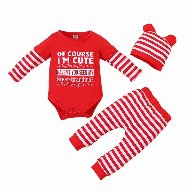 My First Christmas Baby Girl Clothes Boy Sets for Little Boys Newborn Clothing Fall Toddler Autumn Set Unisex Suits Mother Kids I am Cute