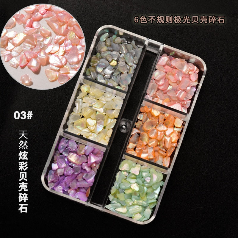 Nail Art Aurora Shell Flakes Abalone Nails Charms 3D Irregular Slice Shell Stone Sequins Nail Art Decoration Manicure Accessory ZB053-3