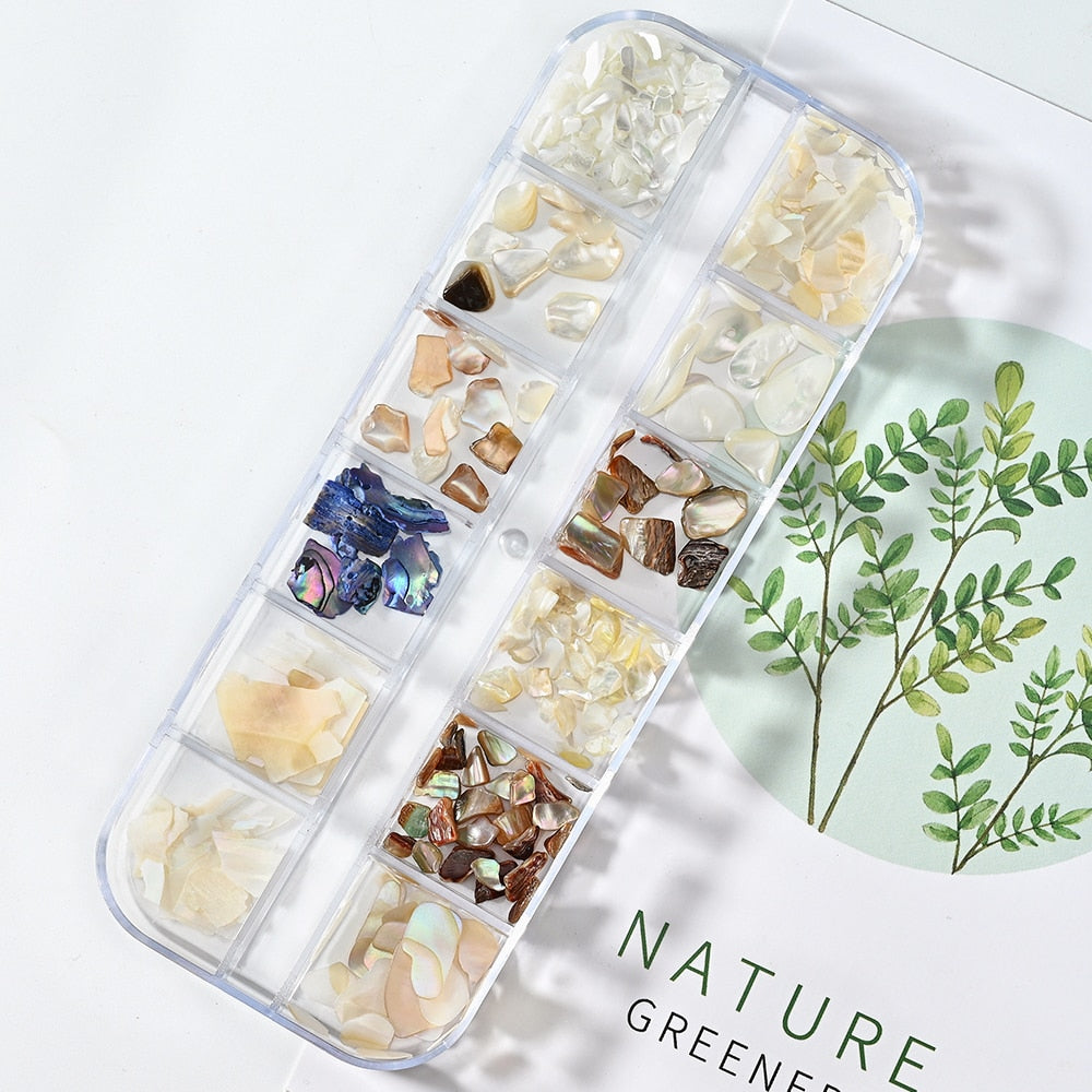 Nail Art Aurora Shell Flakes Abalone Nails Charms 3D Irregular Slice Shell Stone Sequins Nail Art Decoration Manicure Accessory PH027