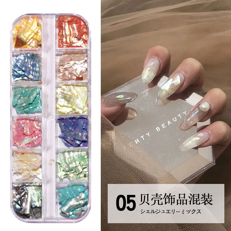 Nail Art Aurora Shell Flakes Abalone Nails Charms 3D Irregular Slice Shell Stone Sequins Nail Art Decoration Manicure Accessory