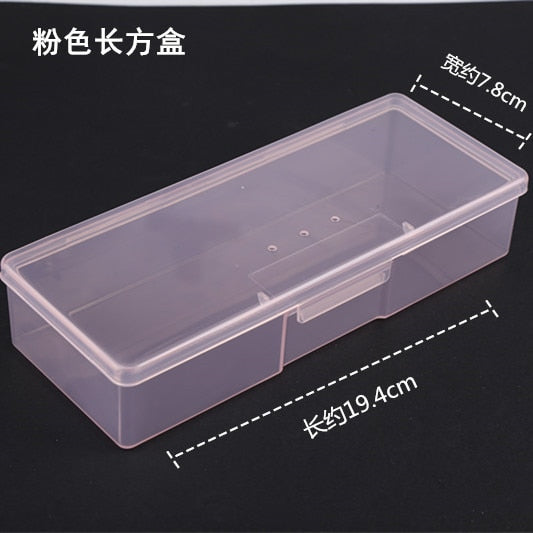 Nail Art Storage Box Nail Accessories Organizer Clear Cuboid Plastic Container Packaging Case for Nail Brush File Manicure Tools TD022-2