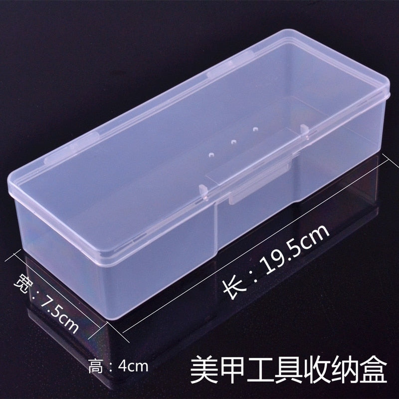 Nail Art Storage Box Nail Accessories Organizer Clear Cuboid Plastic Container Packaging Case for Nail Brush File Manicure Tools TD022-1