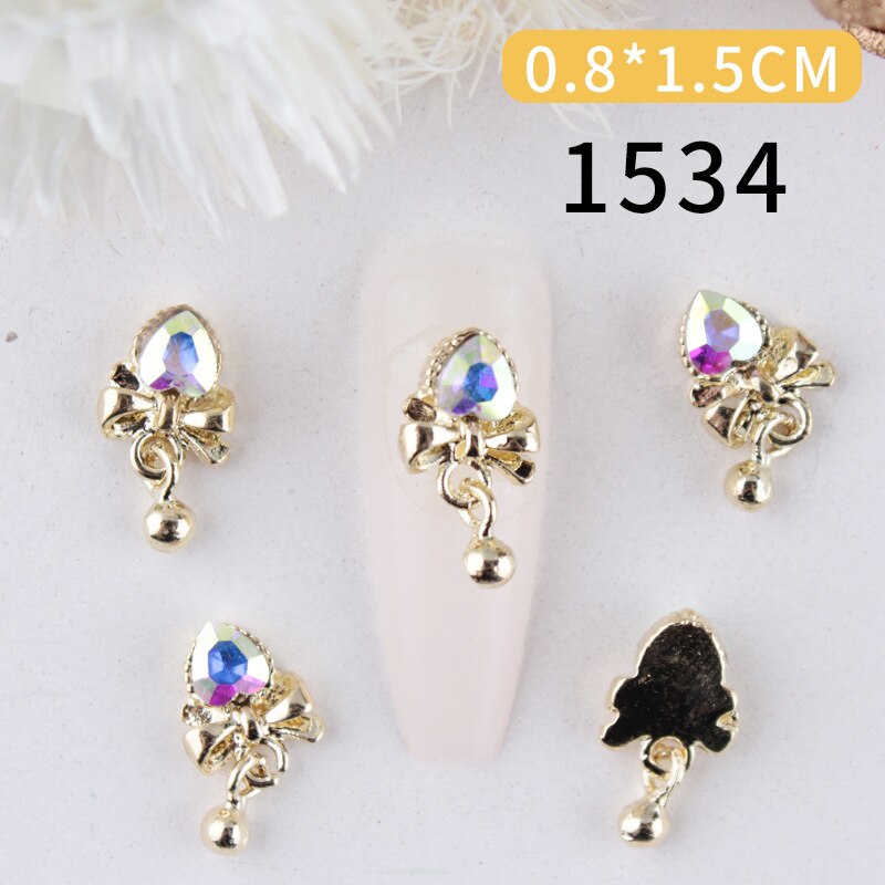 Nail Charms Pearl Decoration For Press On Fake Nail Accessories Pendant Super Sparkling Zircon Nail Parts Manicure Professionals 1534