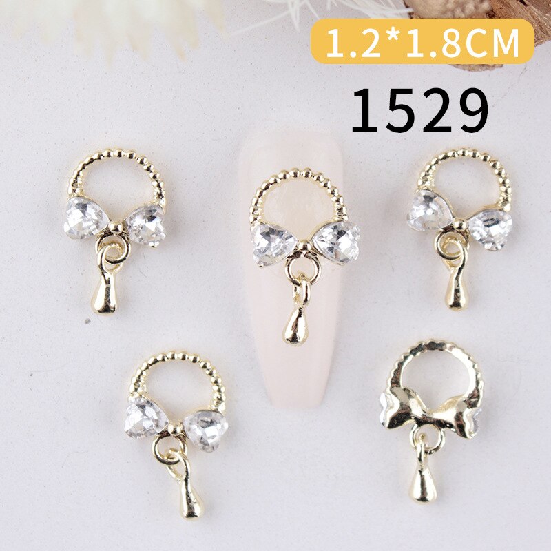Nail Charms Pearl Decoration For Press On Fake Nail Accessories Pendant Super Sparkling Zircon Nail Parts Manicure Professionals 1529