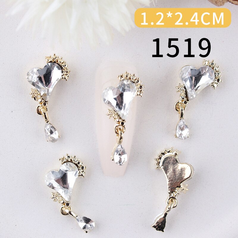 Nail Charms Pearl Decoration For Press On Fake Nail Accessories Pendant Super Sparkling Zircon Nail Parts Manicure Professionals 1519