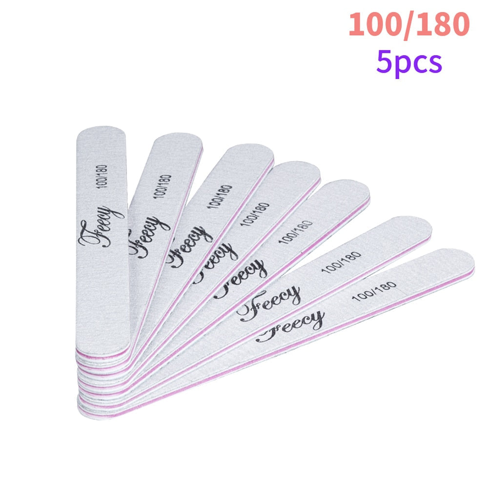 Nail File Buffer Double Side Of The Nail File Buffer 100/180 Trimmer Lime Buffer In The Nail Art Ongle Nail Art Tool 100 180 5pcs 2