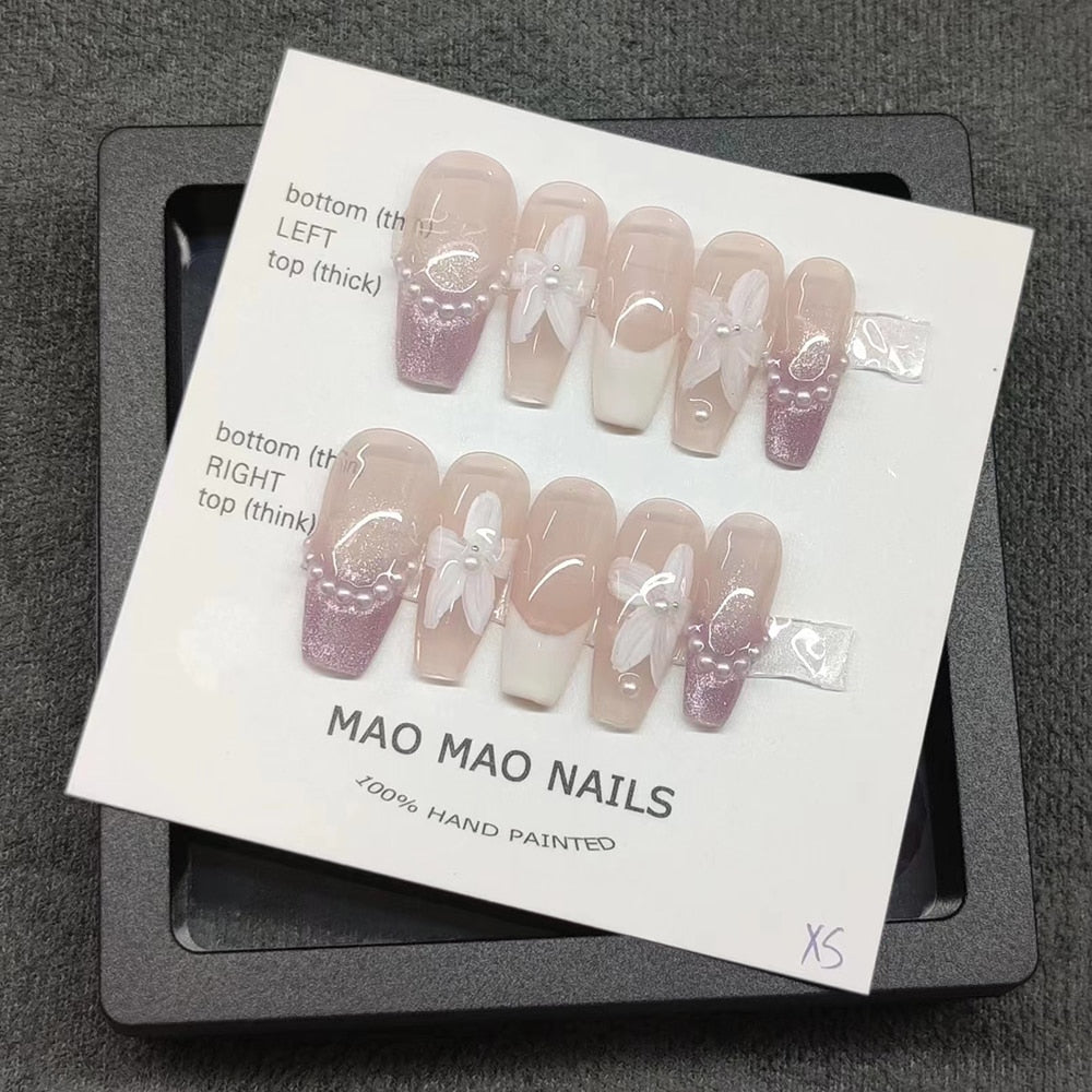 Nails Set Press On Pure Handmade Wearable Nails Love Butterfly Fashion Fake Nails Fake Nails Press On Nails Nail Accessories M 8